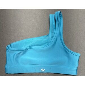 ALO Yoga Airlift One Shoulder Bra Size M/L Blue Tennis Pickleball Workout Sports